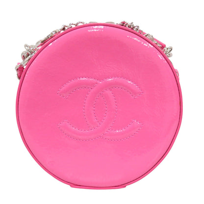 CHANEL Shoulder Bag enamel pink COCO Mark Round Chain Shoulder Bag