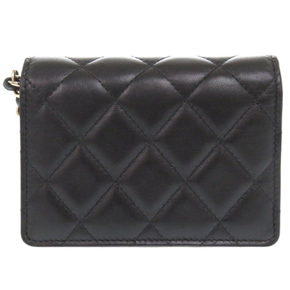 CHANEL Shoulder Bag lambskin black Matelasse Camellia COCO Mark Ribbon