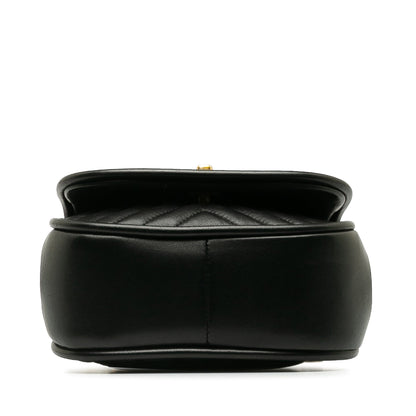 CHANEL Mini Reverse Quilted Chevron Lambskin Round Satchel
