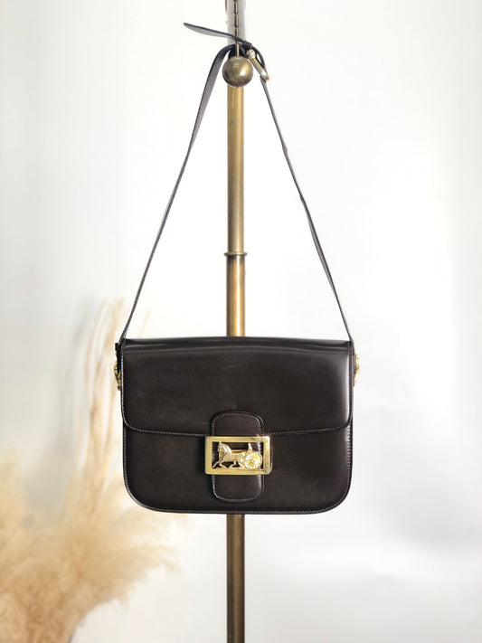 CELINE Horse Carriage Shoulder bag Brown Vintage 8ewcxg