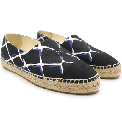 Black Printed Canvas Espadrilles 39