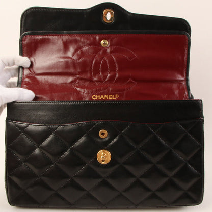 CHANEL Around 1992 Made Paris Limited Design Flap Chain Bag Black