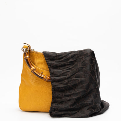 Gucci Yellow GG Canvas Bamboo Anita Handbag