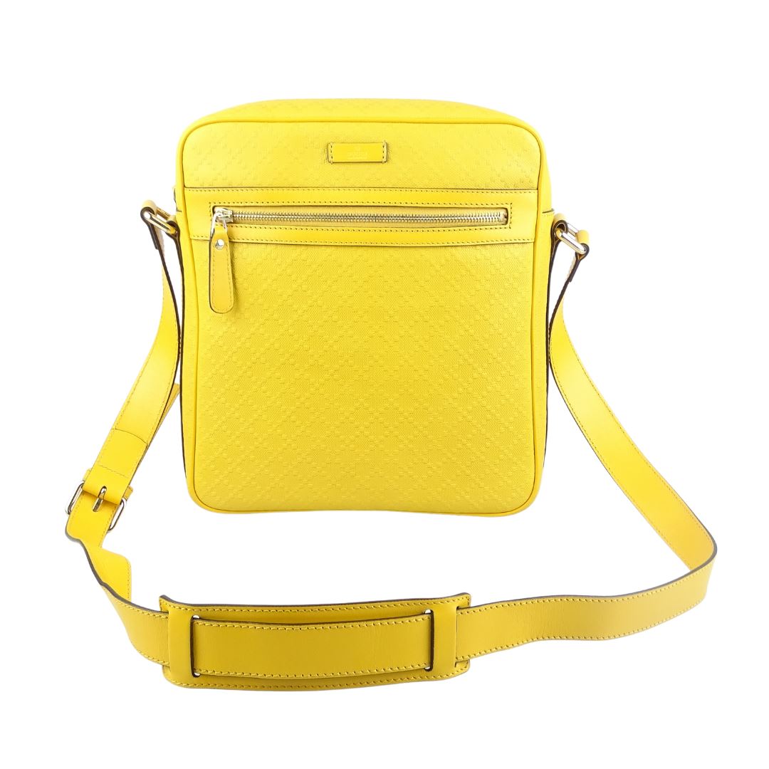 Gucci Yellow Diamante Zipped Messenger Bag