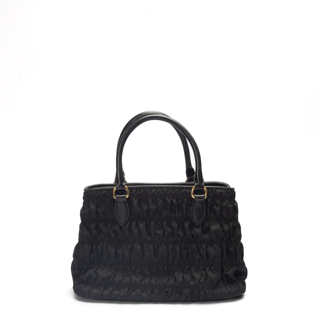 Prada Black Gaufre Tessuto Nylon Convertible Satchel