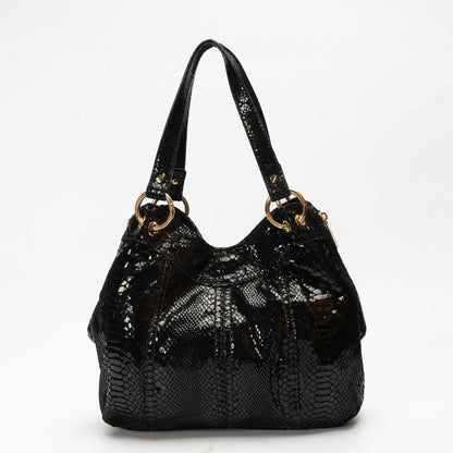 Michael Kors Moxley Black Embossed Python Leather Bag