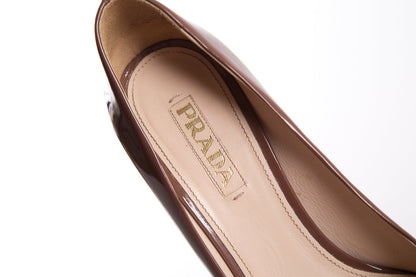 Prada Brown & Black Patent Heels SZ 40