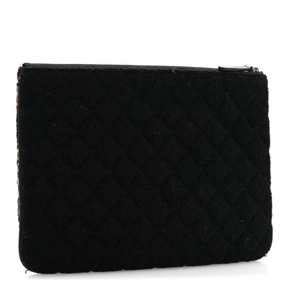 Tweed Quilted Medium Cosmetic Case Black