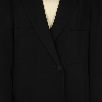 Chanel Black Wool Twill Longline Coat FR 46