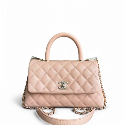 Chanel Coco Handle Small - Caviar 24CM Quilted Light Pink Light Gold Hardware