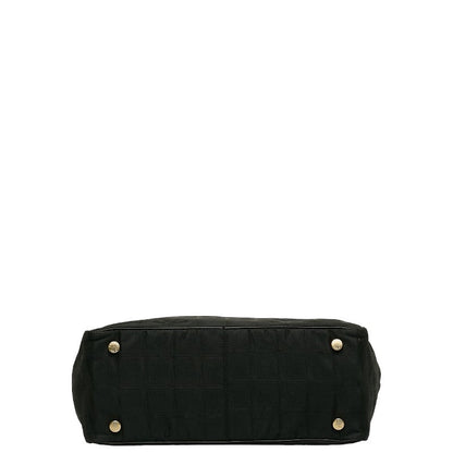Chanel New Label Line  PM houlder Bag Black Nylon Leather Canvas  CHANEL