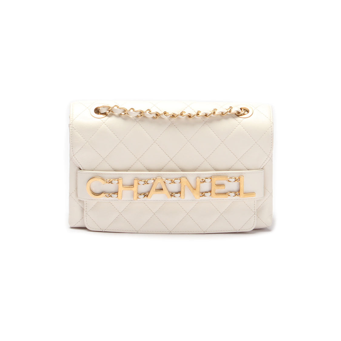 Chanel Quilted Leather Enchained Flap Bag Leather Shoulder Bag in Excellent condition