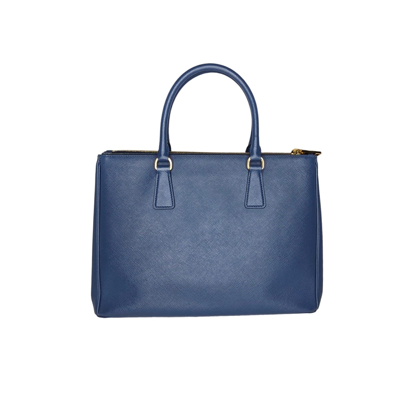 Prada Bluette Saffiano Lux Large Double Zip Galleria Tote