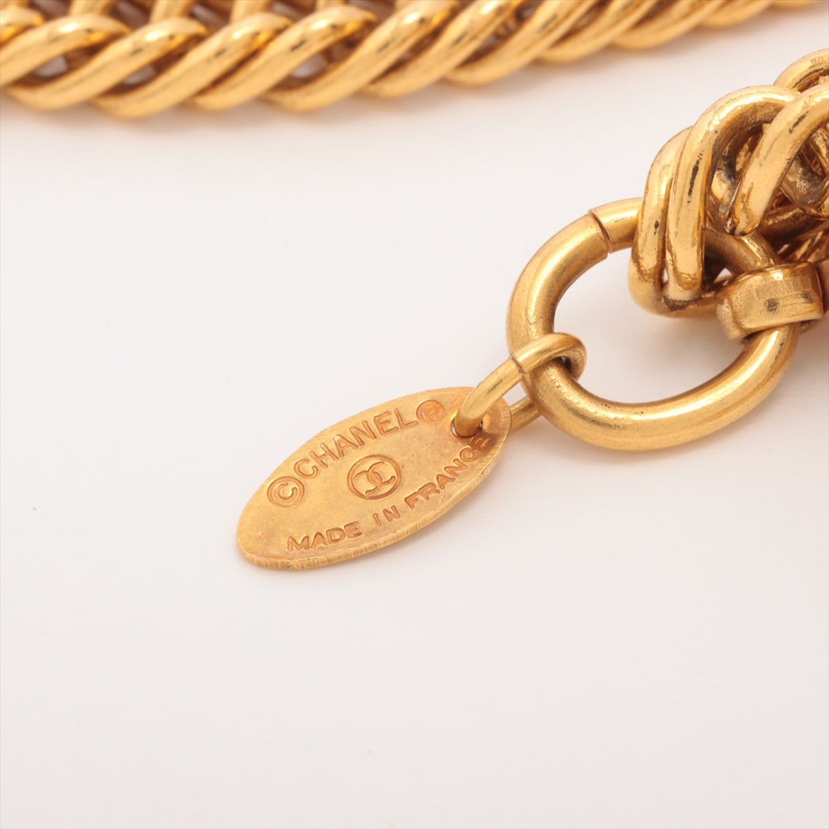 Chanel Logo Pendant GP G Lupe Necklace 2 Series Chain