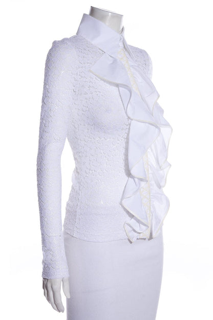 Chanel White Lace Blouse SZ 36