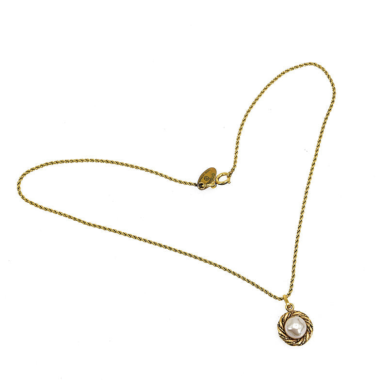 Chanel Faux Pear Pendant Necklace Metal Necklace R00787 in Good condition
