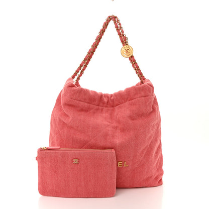 Washed Denim Quilted Chanel 22 Red
