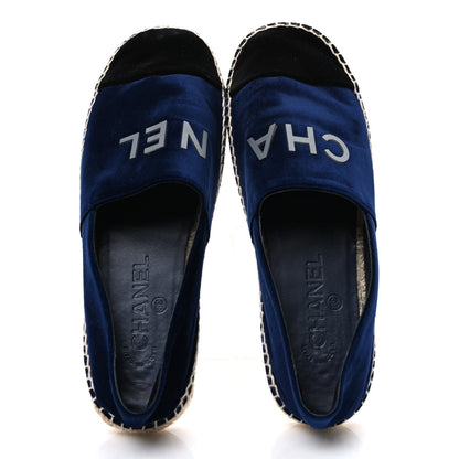 Velvet Logo Espadrilles 38 Navy Black