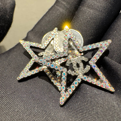 Chanel Crystal CC Star Earrings - Ruthenium-Plated Stud, Earrings