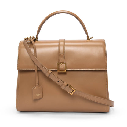 Saint Laurent Camel Calfskin Le Fermoir Top Handle Bag
