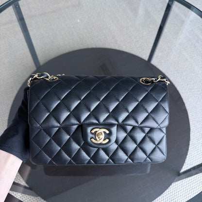 Chanel Classic Flap Small - 23CM Quilted Lambskin Black Gold Hardware Series 30