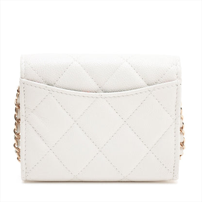Chanel Matrasse Caviar S Chain Wallet White G