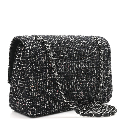 Tweed Quilted Medium Double Flap Black Multicolor