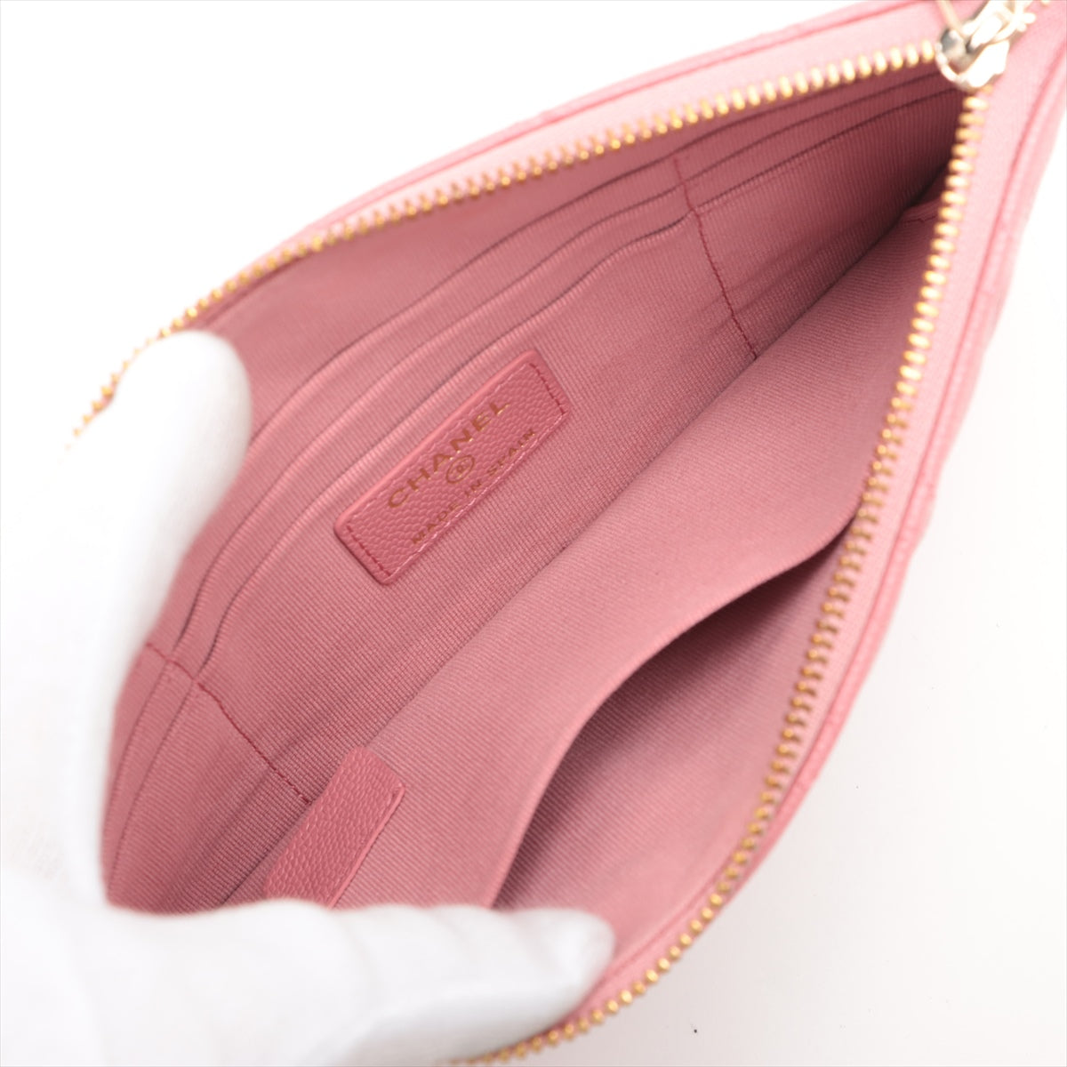 Chanel Matrasse Caviar S Pouch Pink Gold  Random