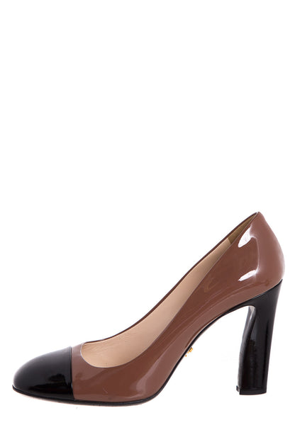 Prada Brown & Black Patent Heels SZ 40