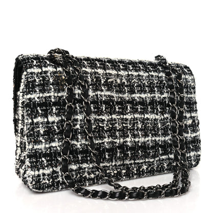 Tweed Quilted Medium Double Flap Black