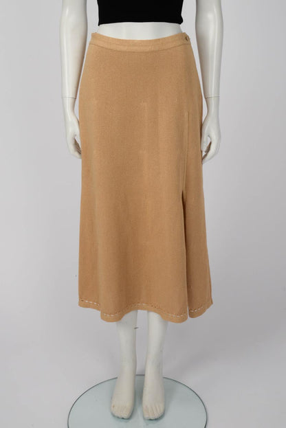 Chanel Natural Knitted CC Midi Skirt FR 42