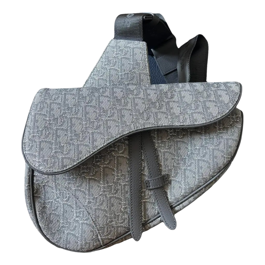 Christian Dior Saddle Crossbody Bag Oblique Canvas Gray Canvas Crossbody Bag Bag ()
