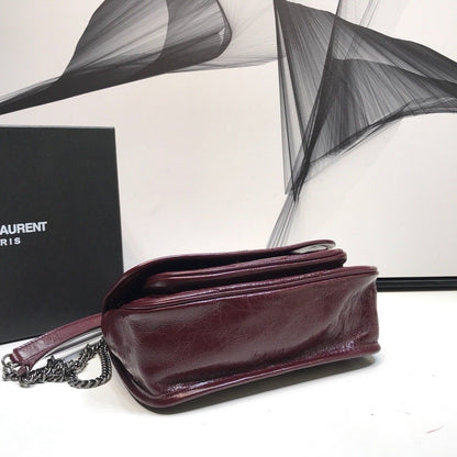 Yves Saint Laurent Niki Baby Chain Bag In Crinkled Vintage  Burgundy