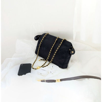 Chanel vintage silk clutch+chain