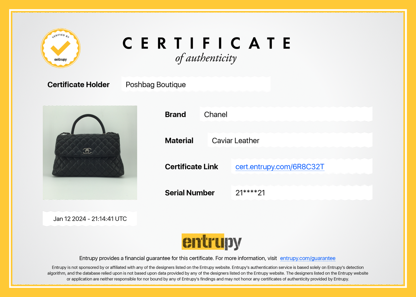Coco Top Handle Medium Caviar Leather Bag