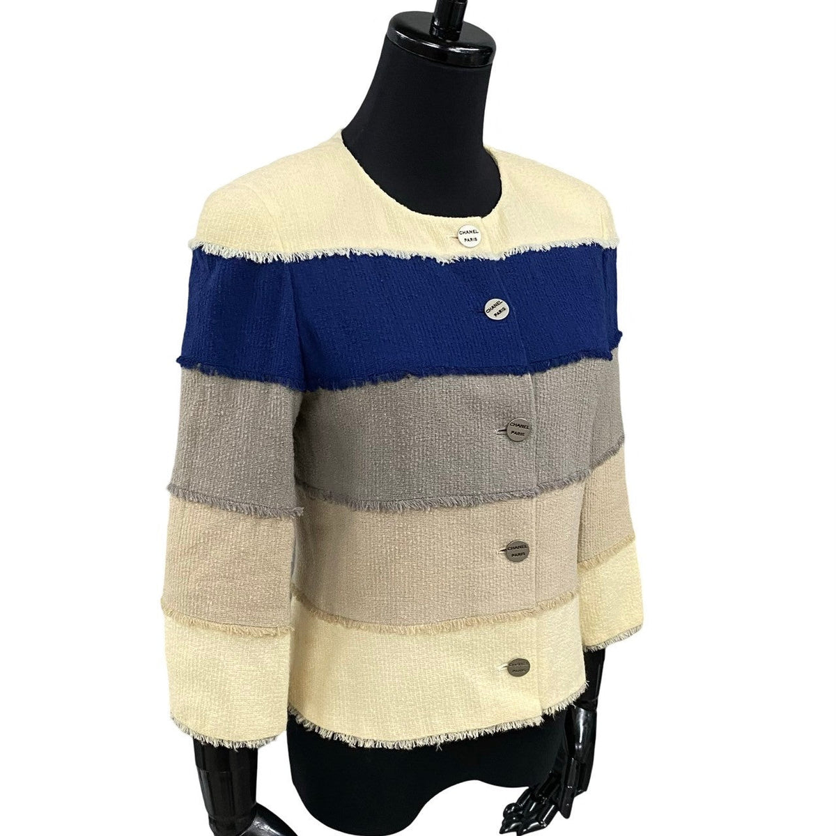 Chanel No Collar Jacket Wool Jacket