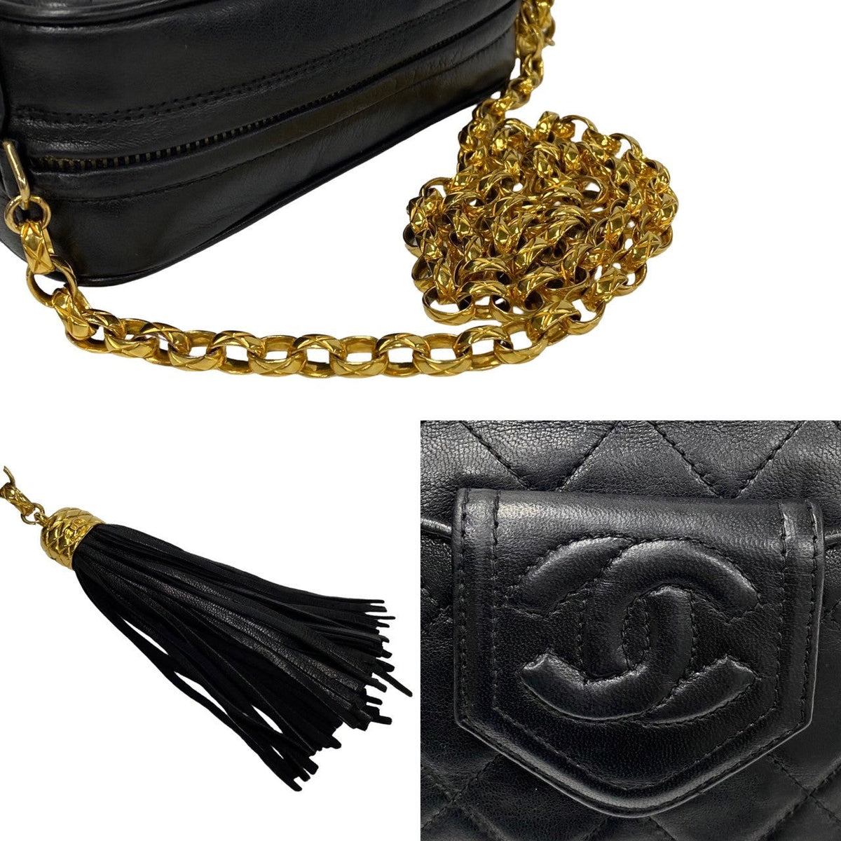 Chanel CC Matelasse Fringe Bag  Leather Crossbody Bag in Good condition