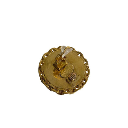 CHANEL Earring Gold Plated black