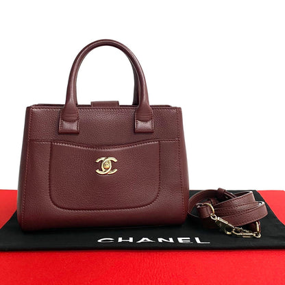 CHANEL Shoulder Bag Matt caviar skin wine-red Neo Executive Tote