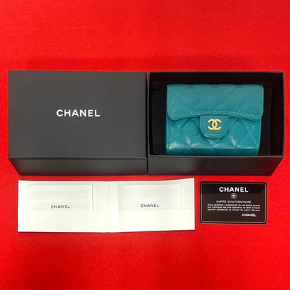 CHANEL Card Case Matt caviar skin green Matrasse