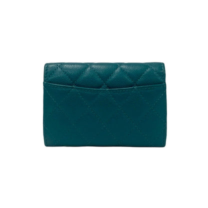 CHANEL Card Case Matt caviar skin green Matrasse