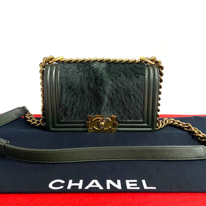 Chanel Boy Chanel Matelasse Rabbit Fur Lambskin Shoulder Bag