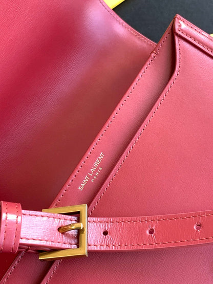 Yves Saint Laurent Solferino Medium Satchel Bag In Box Red With Gold Hardware