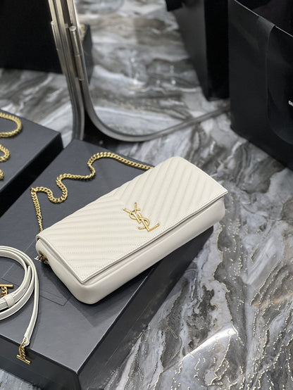 Yves Saint Laurent Kata 99 Chain Bag White With Gold Hardware  10.2in/26cm