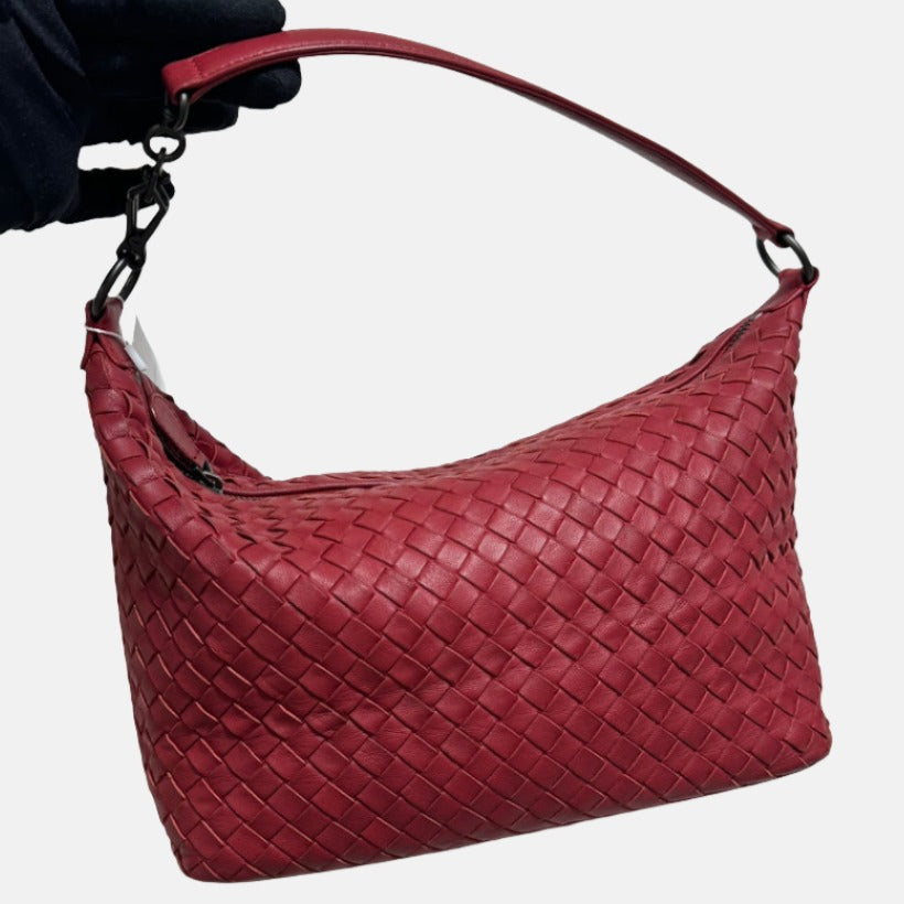 Bottega Veneta Sloane Shoulder Bag Burgundy Red Small 25cm