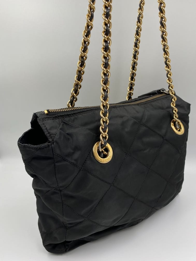 Prada Nylon Shoulder Bag with Chain Handle