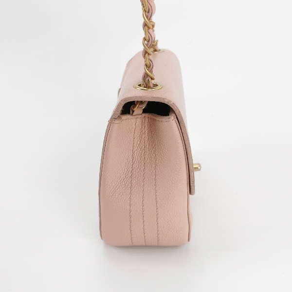 Chanel Mini Square Classic Flap Pink Caviar Leather with Gold-tone Hardware