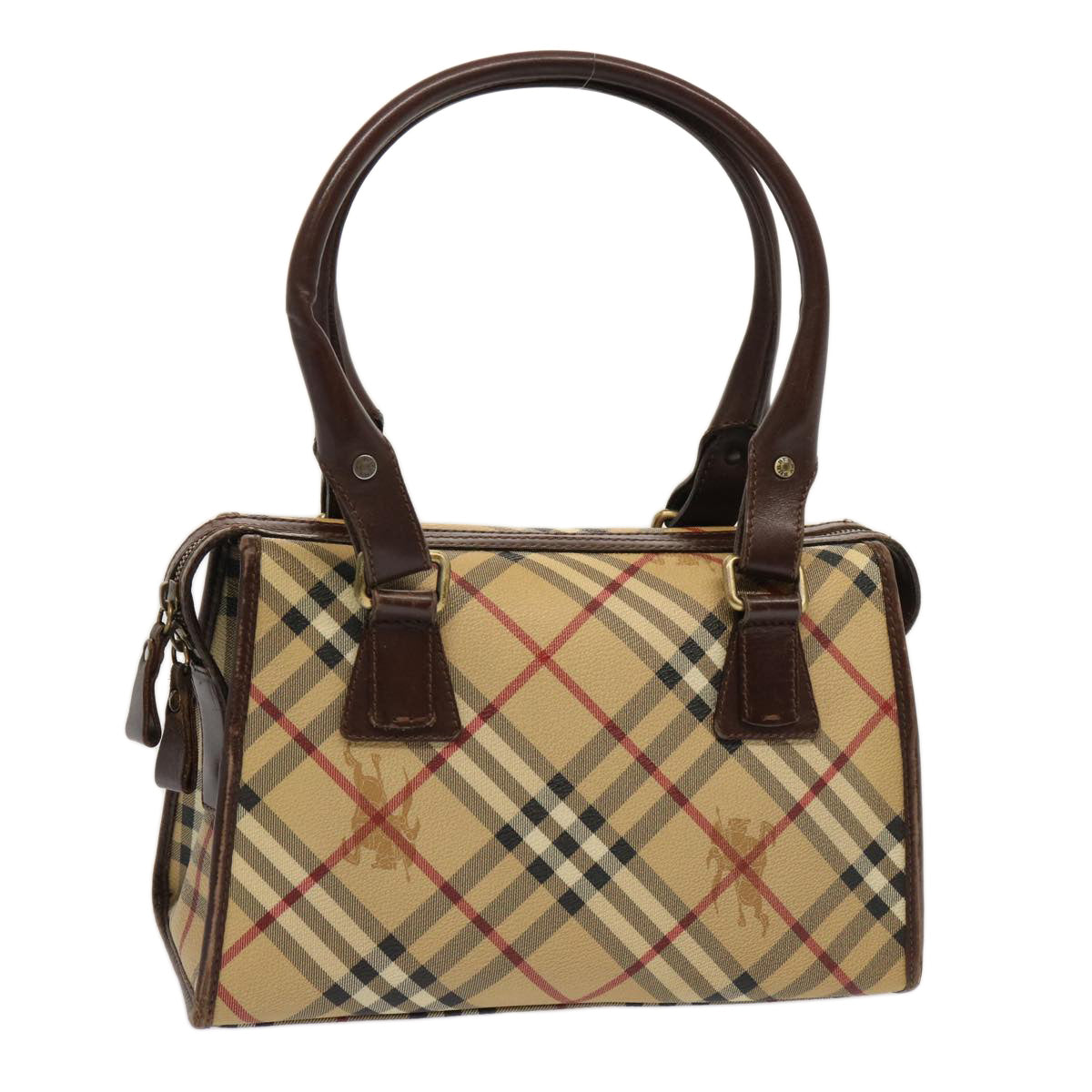 Burberry Nova Check Hand Bag PVC Beige Auth 70753