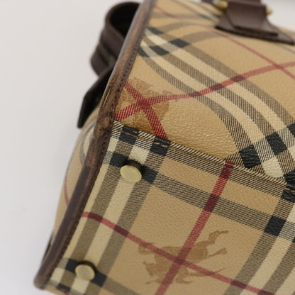 Burberry Nova Check Hand Bag PVC Beige Auth 70753
