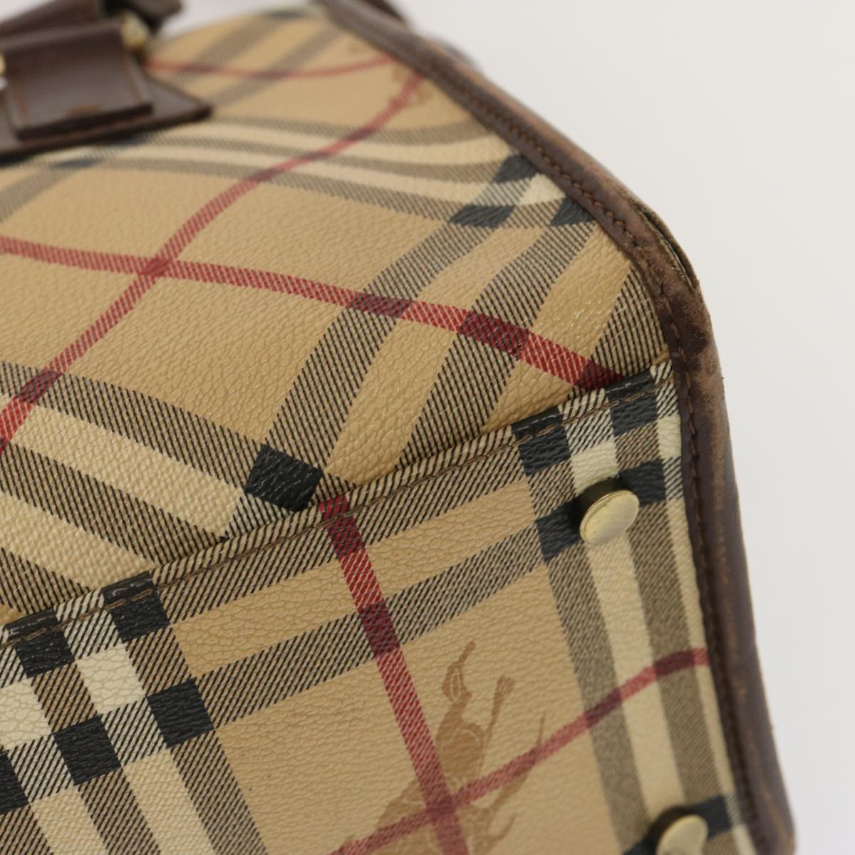 Burberry Nova Check Hand Bag PVC Beige Auth 70753